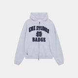 Badge Heather Grey Full Zip Hoodies eme