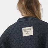 Grid Navy Cable Knit Sweater Knitwear Eme Studios