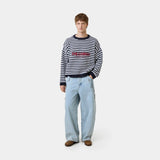 Master Striped Navy Knit Sweater Knitwear Eme Studios