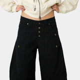 Palais Black Denim Pants Woman Pants Eme Studios