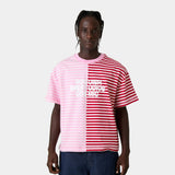 Roguish Fucsia Striped Oversized Tee T-shirts Eme Studios