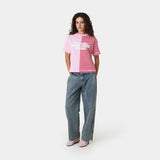 Roguish Fucsia Striped Oversized Tee T-shirts Eme Studios