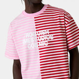 Roguish Fucsia Striped Oversized Tee T-shirts Eme Studios