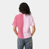Roguish Fucsia Striped Oversized Tee T-shirts Eme Studios