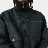 Sess Navy Leather Jacket Outerwear Eme Studios