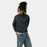 Sess Navy Leather Jacket Outerwear Eme Studios