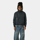 Sess Navy Leather Jacket Outerwear Eme Studios