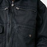 Sess Navy Leather Jacket Outerwear Eme Studios