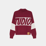 Thrill Burgundy Zipper Knit Knitwear eme