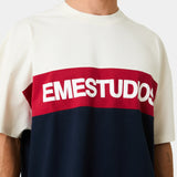 Track Paneled Navy Oversized Tee T-shirts Eme Studios