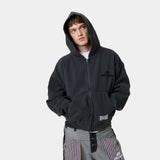 Waffle Navy Croped Boxy Full Zip Hoodies Eme Studios