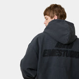 Waffle Navy Croped Boxy Full Zip Hoodies Eme Studios
