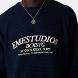 Yisuka Navy Knit Sweater Knitwear Eme Studios
