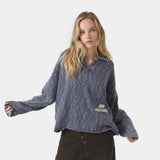 Kiff Navy Distressed Knit Polo Knitwear eme