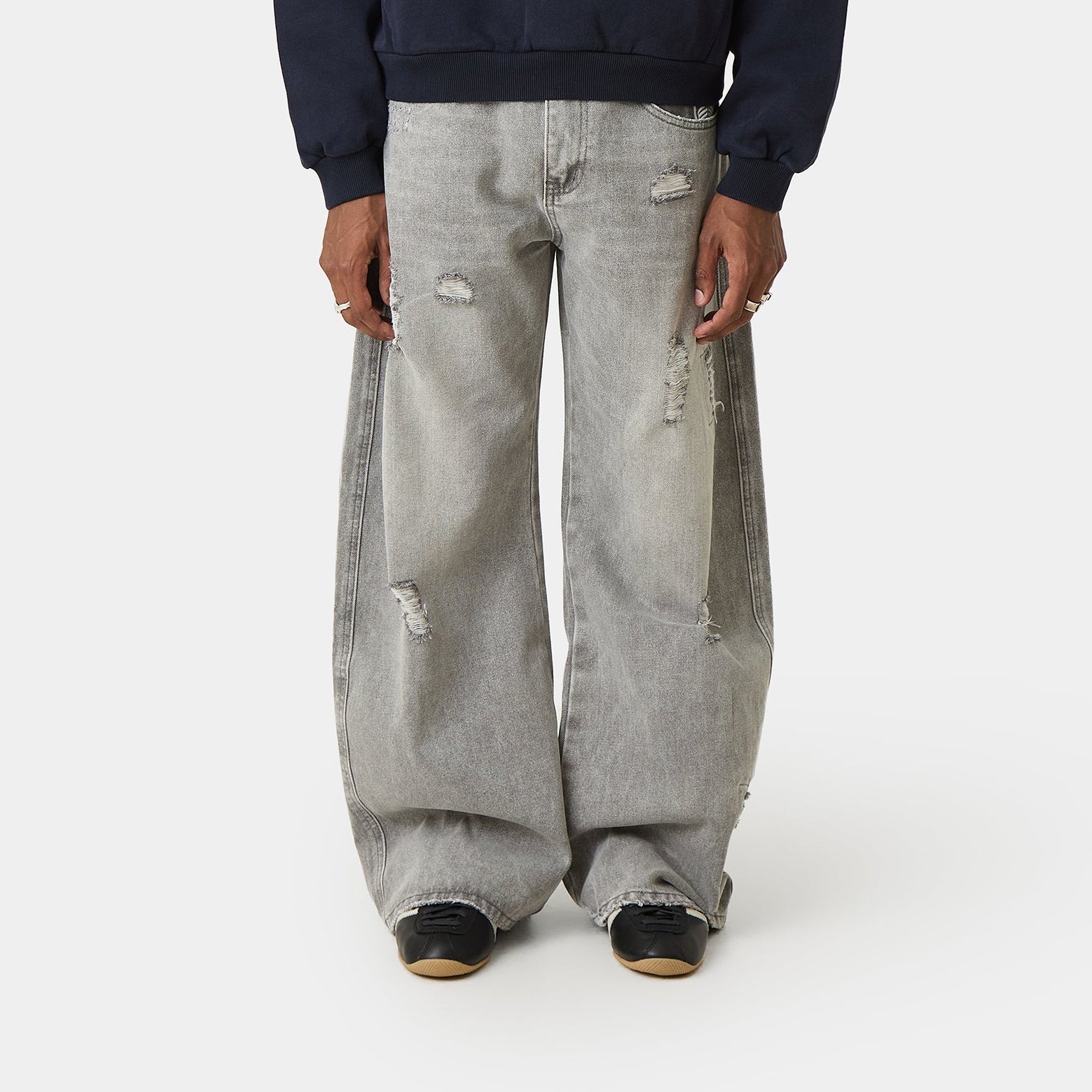 Morgan Grey Balloon Denim Pants Pants Eme Studios