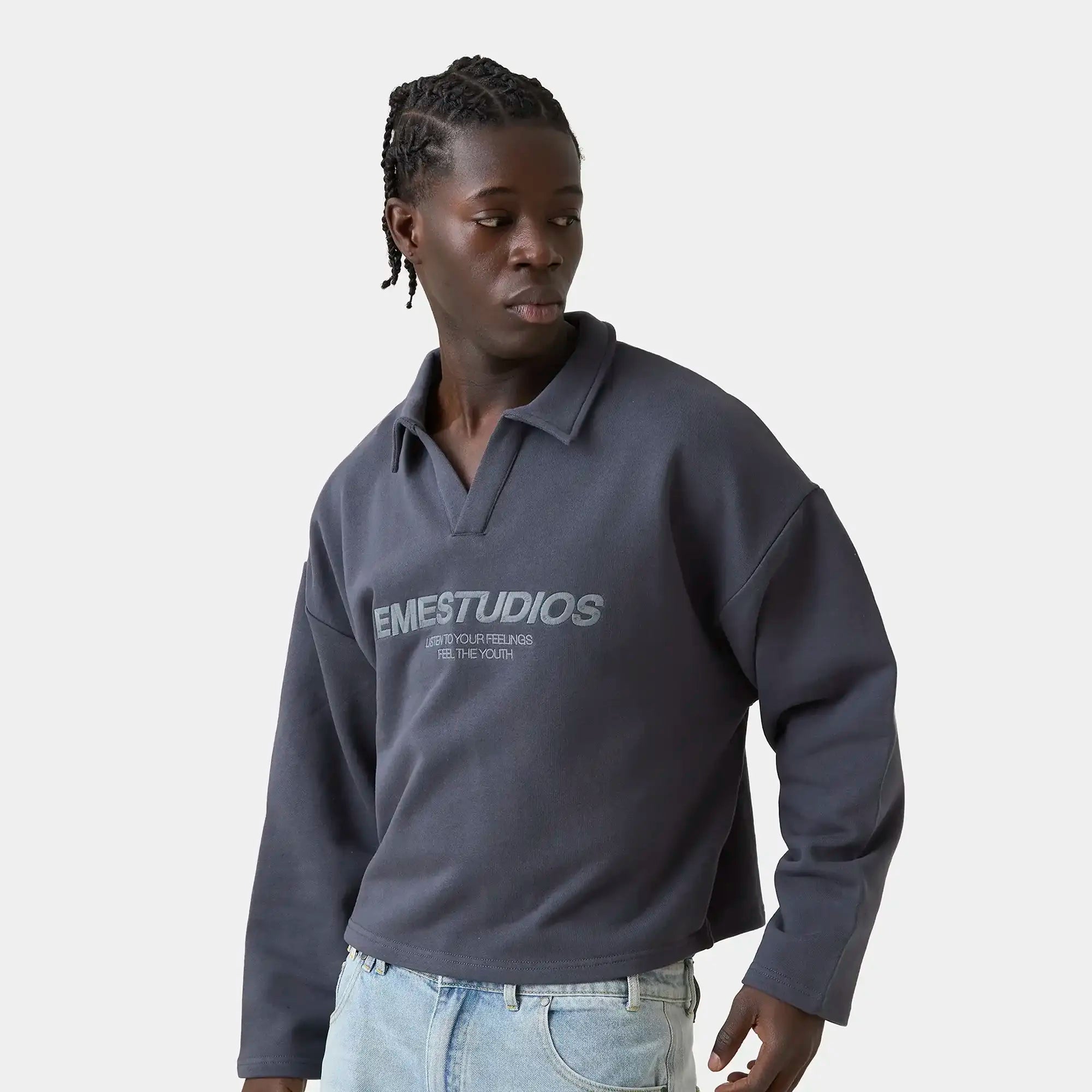 Playtime Ombre Blue Polo Crewneck Sweatshirts Eme Studios