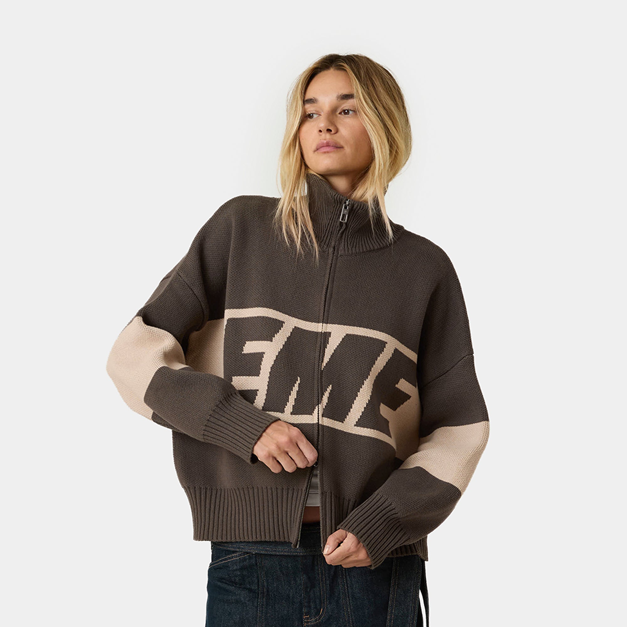 Thrill Falcon Zipper Knit Knitwear eme