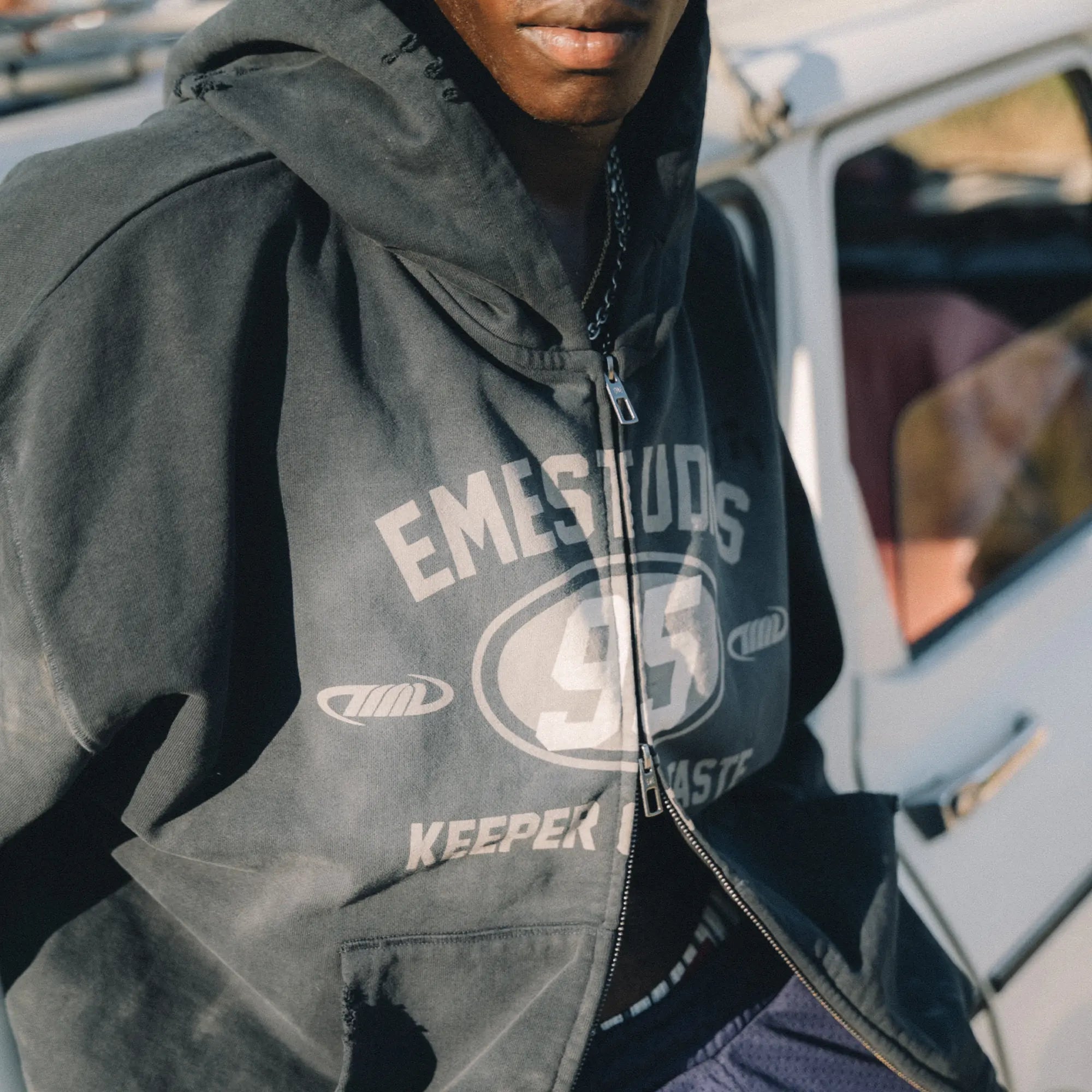 Keeper Shadow Cropped Boxy Full Zip Hoodies Eme Studios