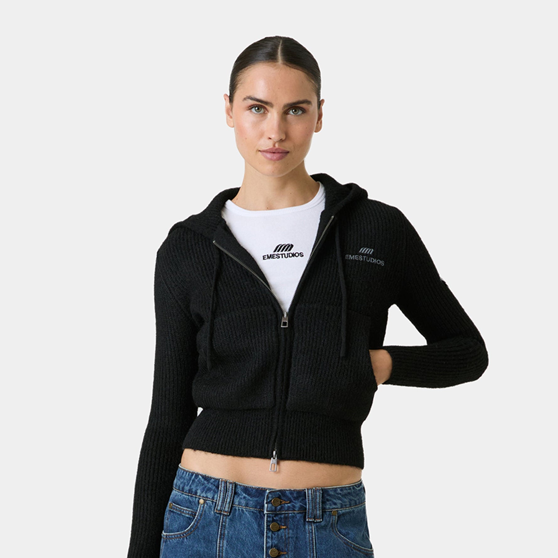 Cala Black Zipper Knit Woman Knitwear Eme Studios