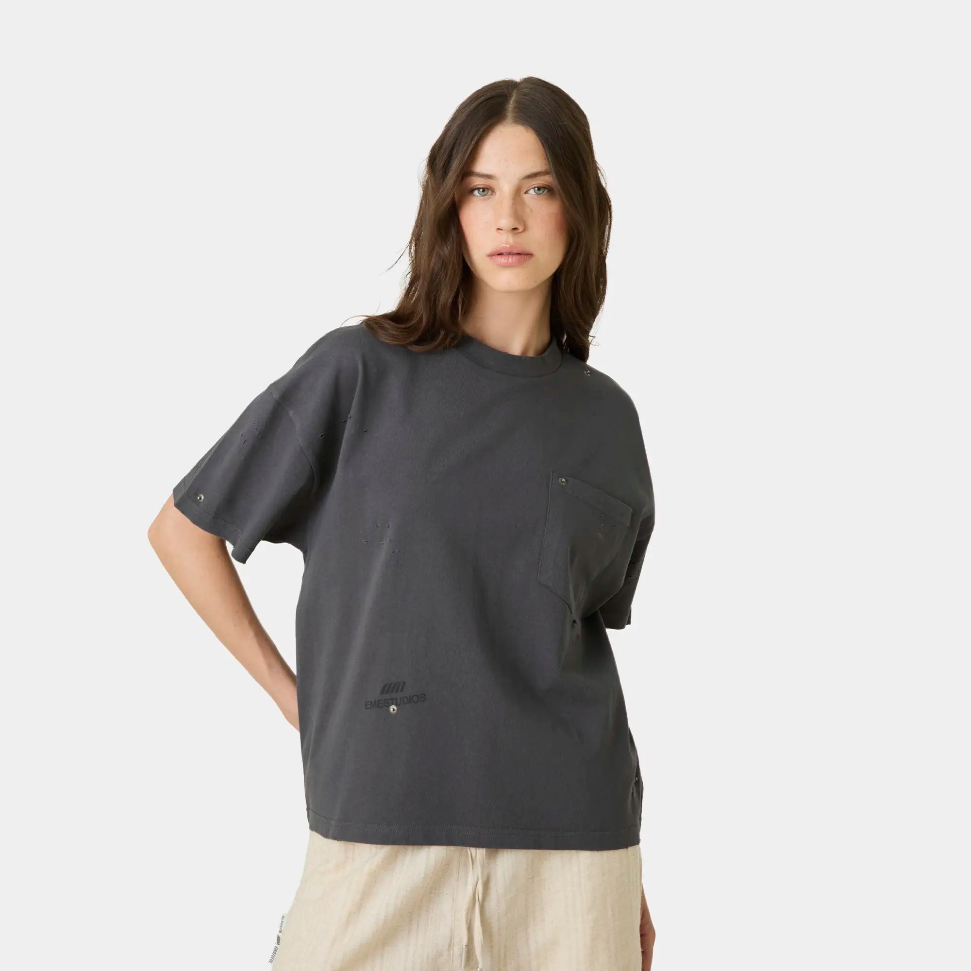 Distressed Shadow Oversized Tee T-shirts Eme Studios