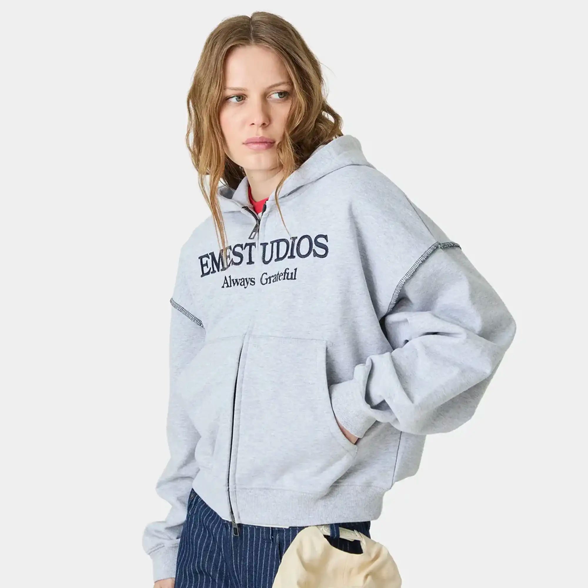 Capri Heather Grey Full Zip Hoodies eme