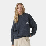 Grid Navy Cable Knit Sweater Knitwear Eme Studios