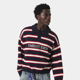 Sweet Navy Knit Polo Knitwear eme