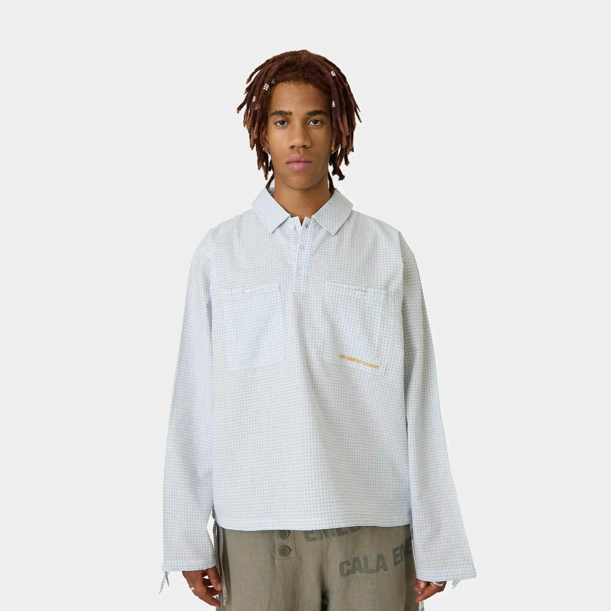 Vade Blue Popover Shirt Shirts Eme Studios