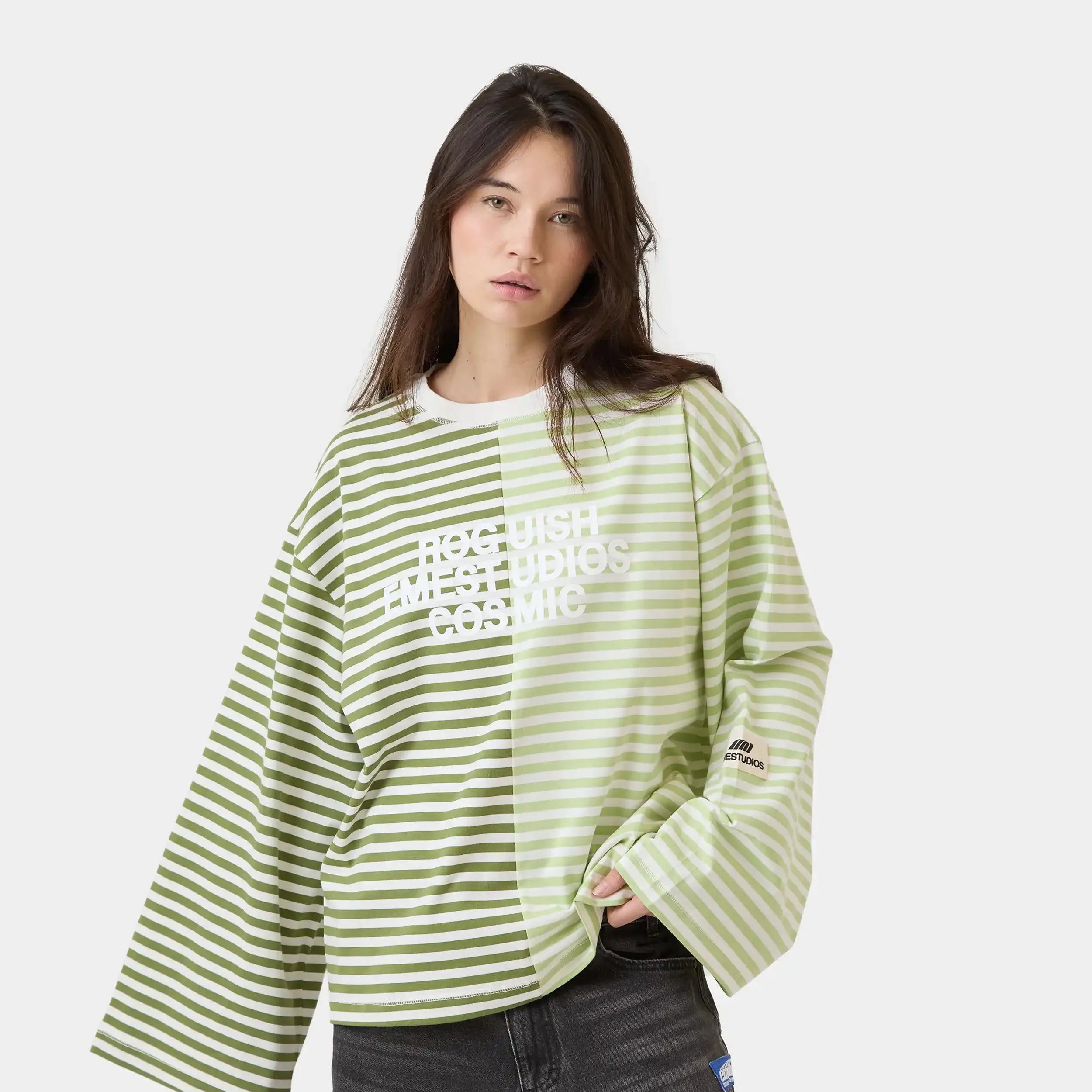 Roguish Green Striped Long Sleeve T-shirts eme