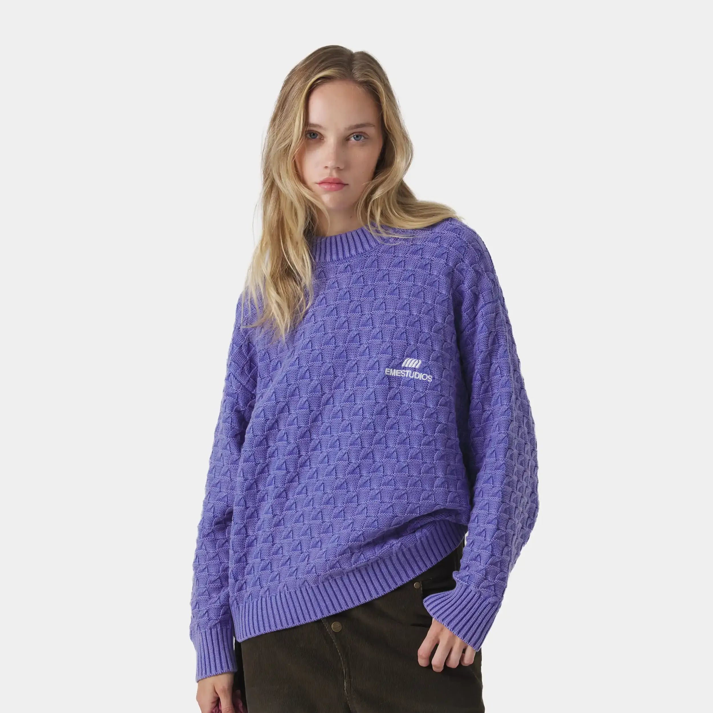 Grid Lucent Cable Knit Sweater Knitwear Eme Studios