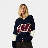 Thrill Navy Zipper Knit Knitwear eme