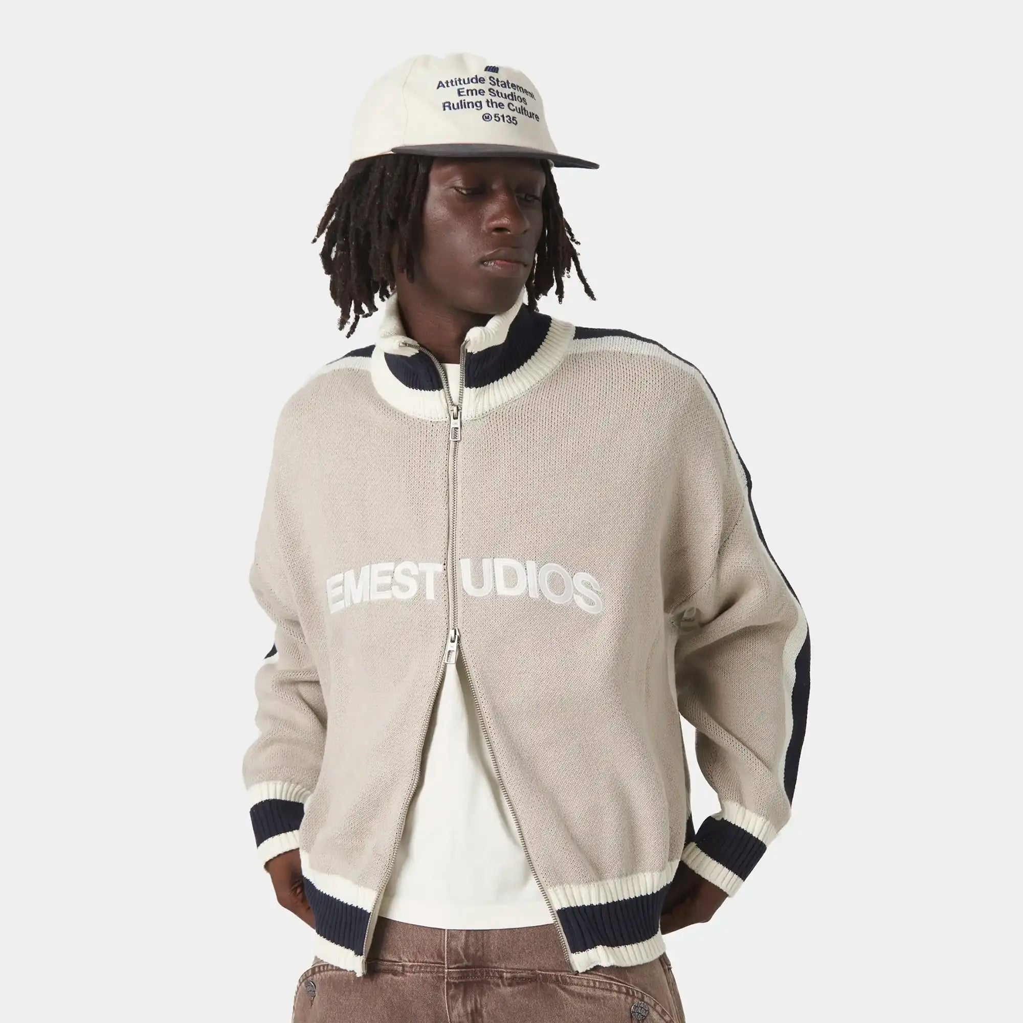Echellor Off Sand Zipper Knit Knitwear Eme Studios