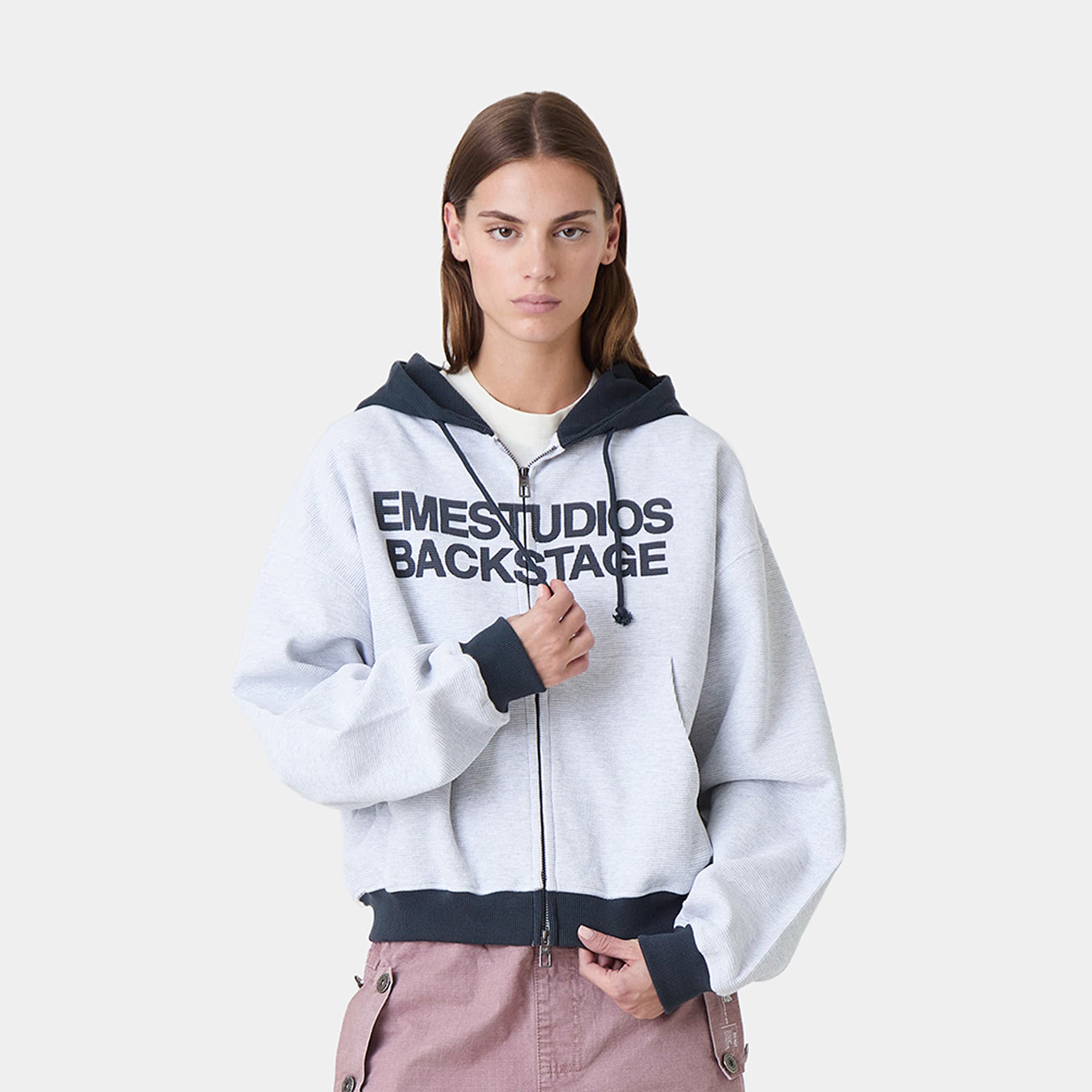 Backstage Shadow Waffle Full Zip Hoodies Eme Studios