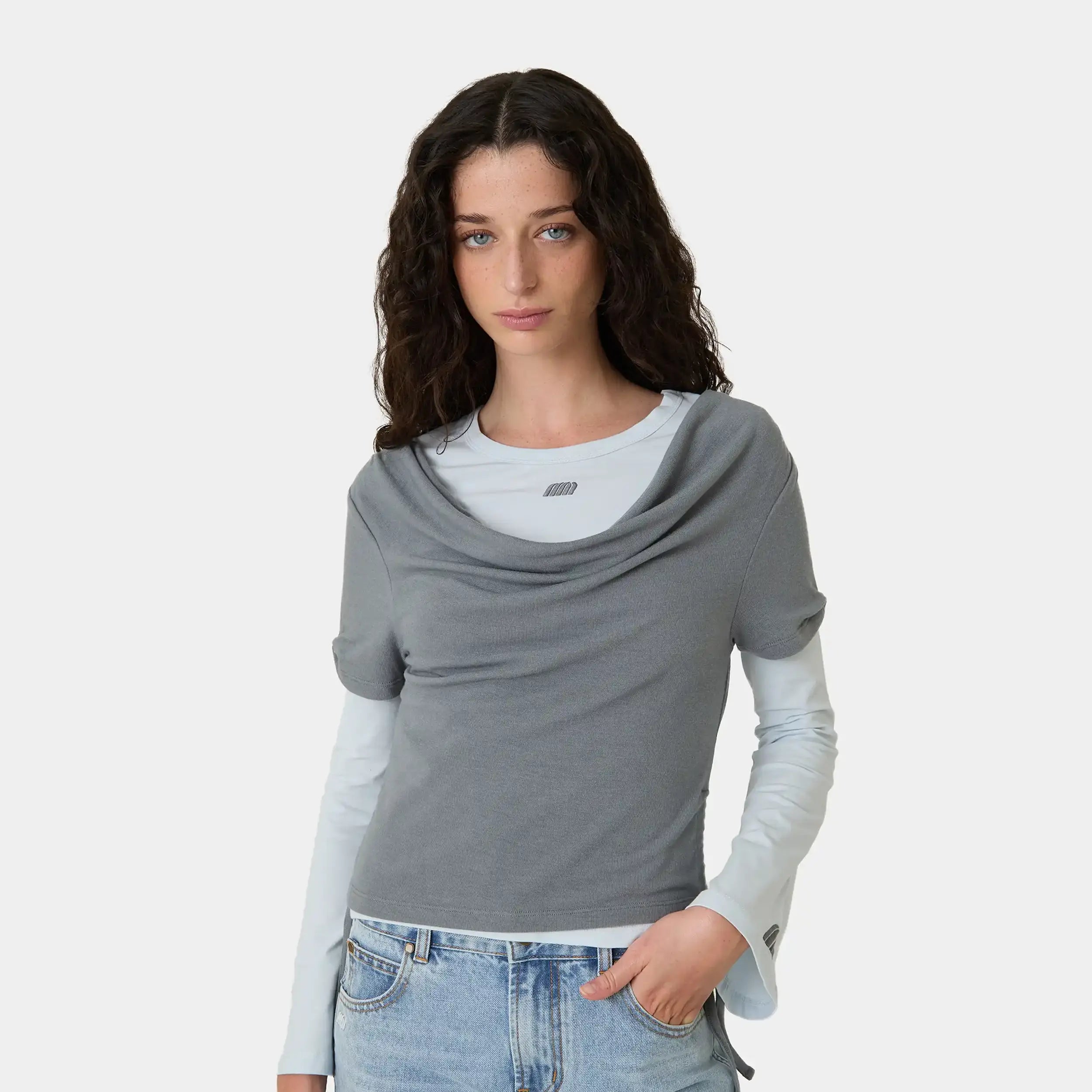Double Trouble Anthracite Long Sleeve Woman T-Shirts Eme Studios