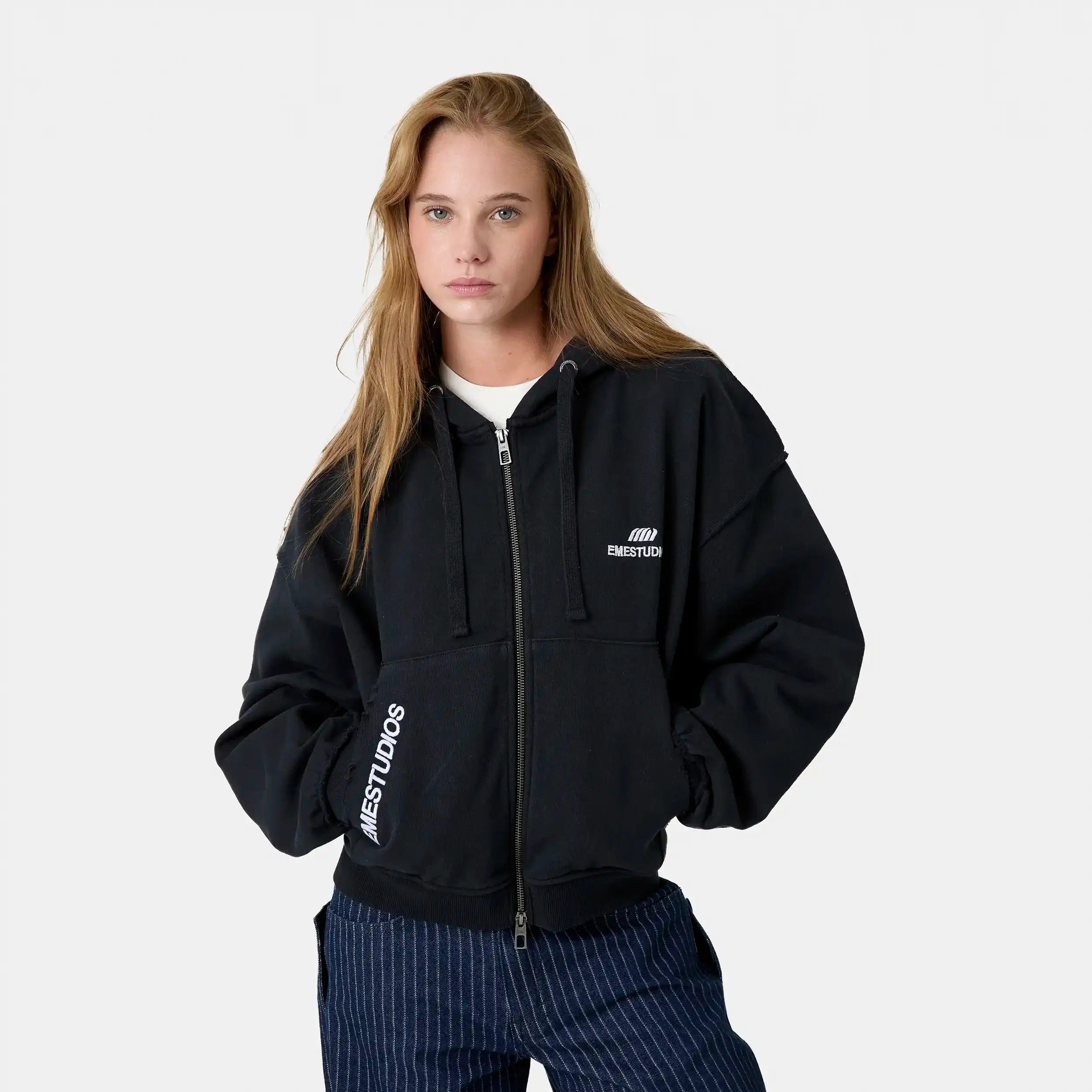 Edge Navy Full Zip Hoodies Eme Studios