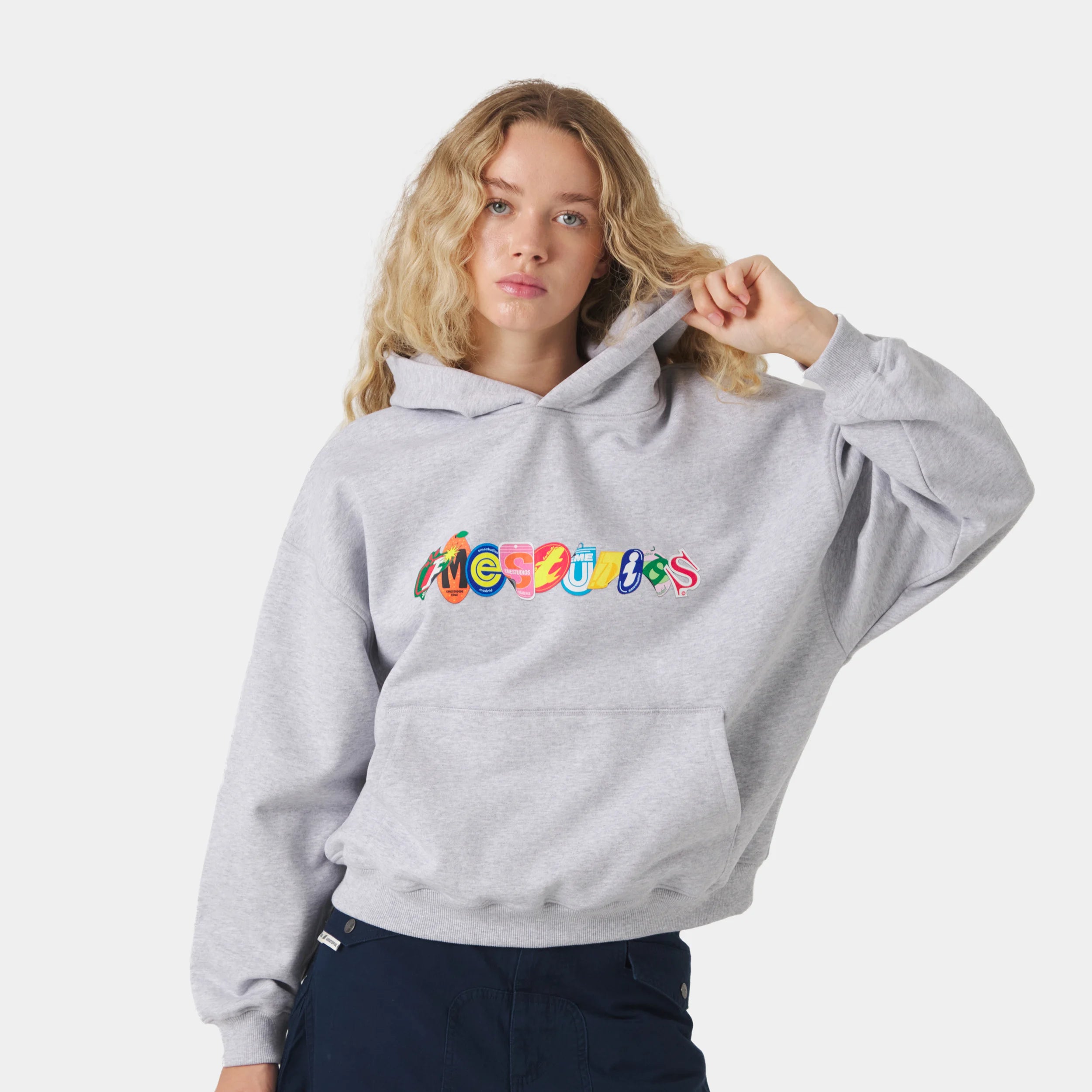 Stickers Grey Oversized Hoodie Hoodies Eme Studios