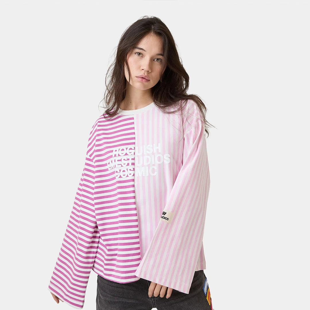 Roguish Fucsia Striped Long Sleeve T-shirts eme