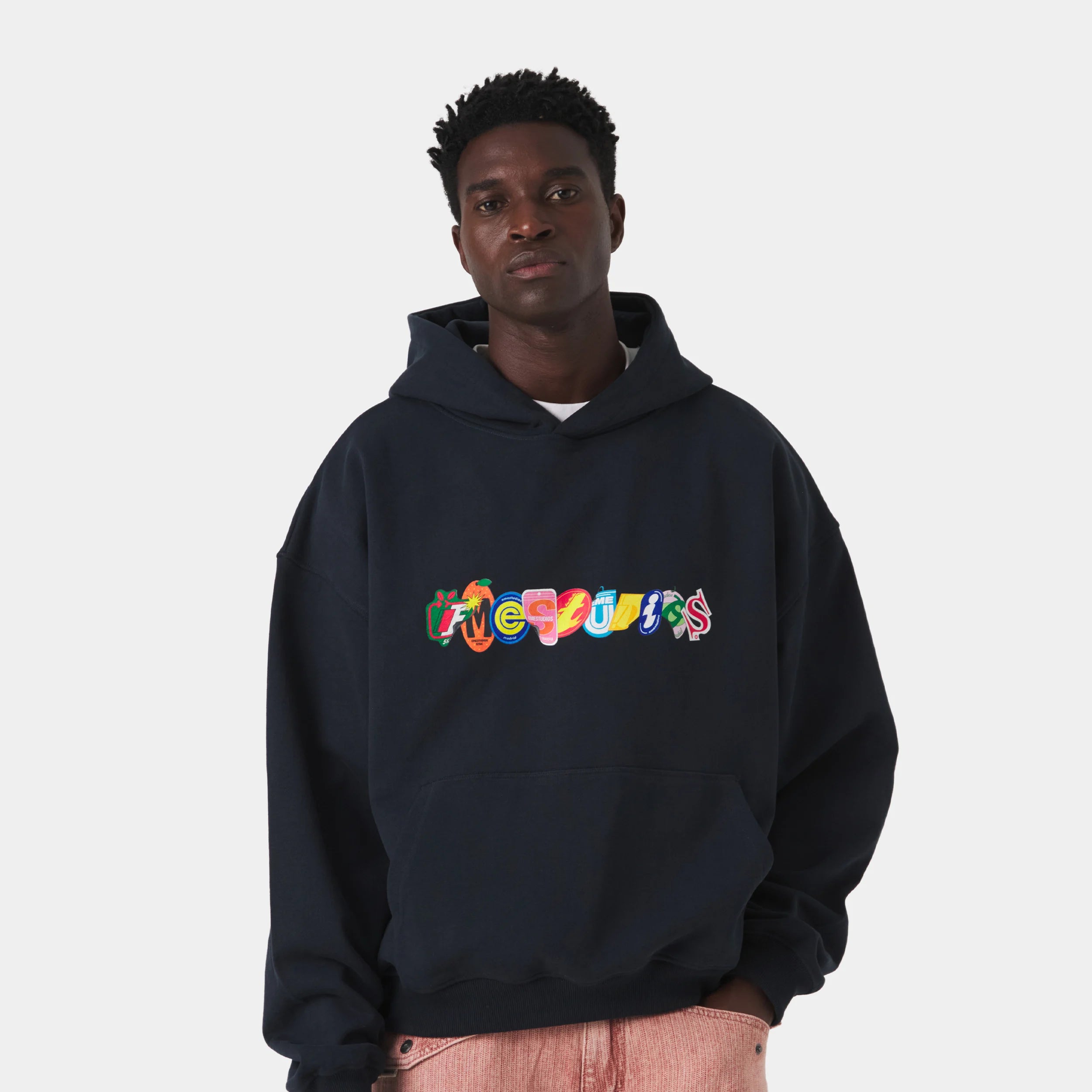 Stickers Navy Oversized Hoodie Hoodies Eme Studios