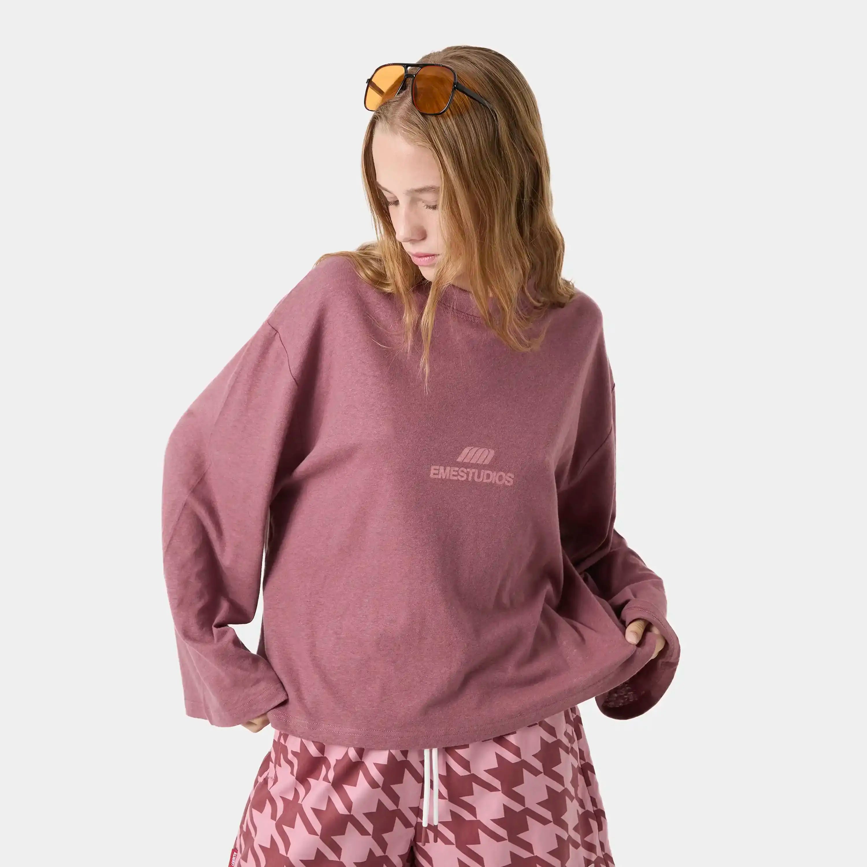 Cotten Burgundy Long Sleeve T-shirts eme