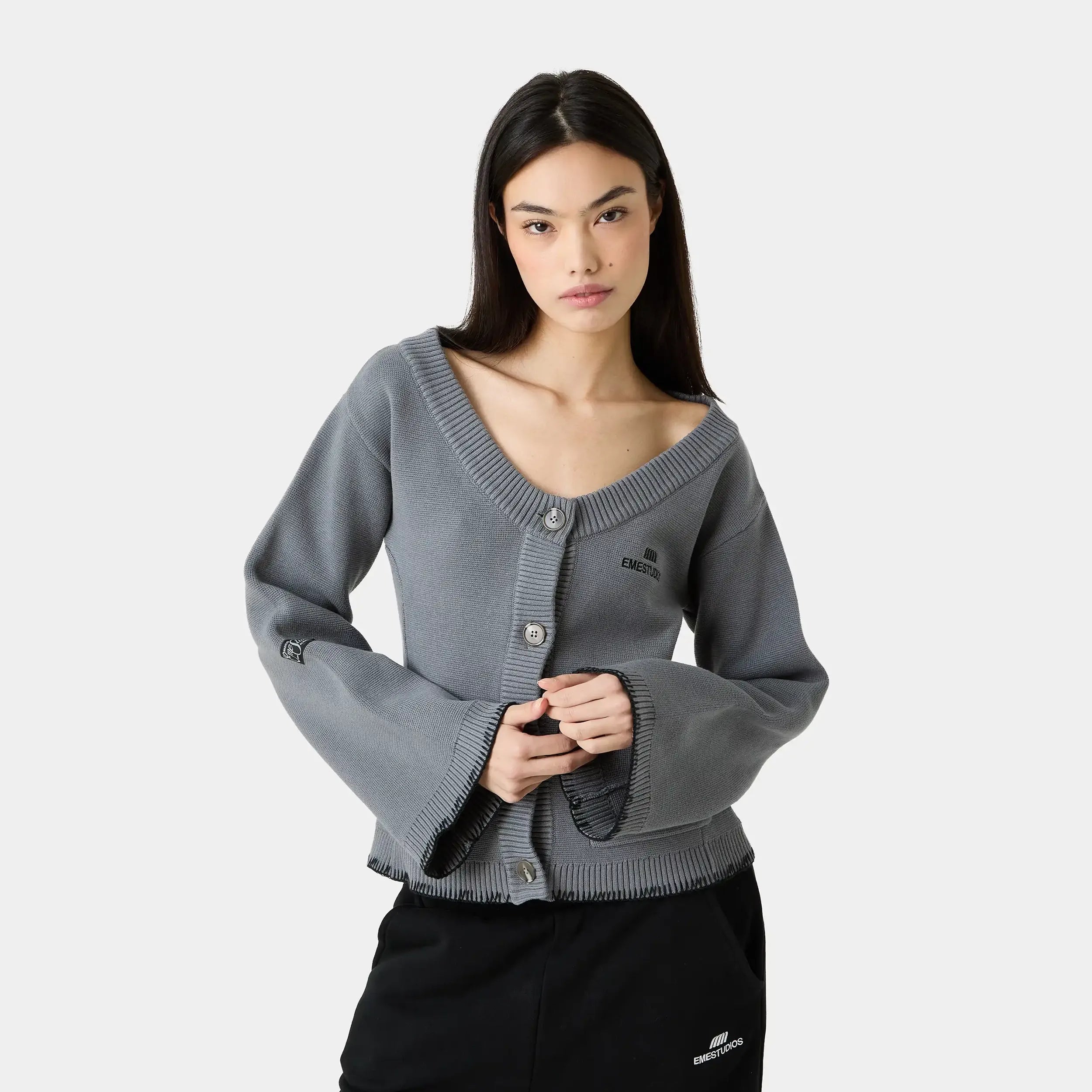 Onyx Grey Cardigan Woman Knitwear Eme Studios