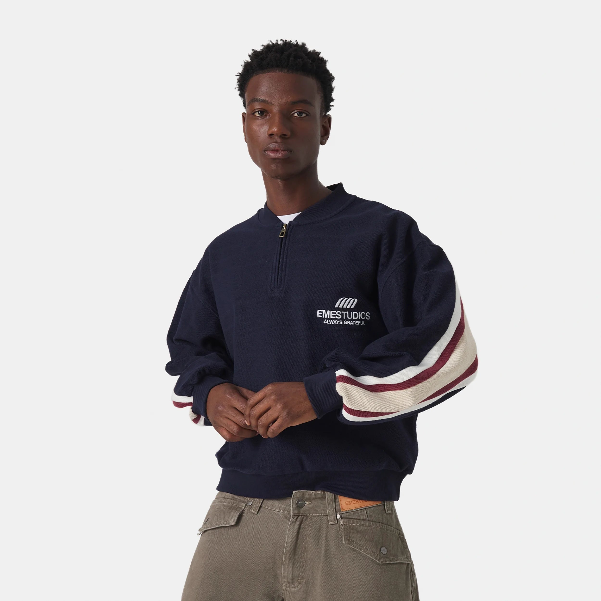 Vanguard Navy Half Zip Sweatshirts Eme Studios