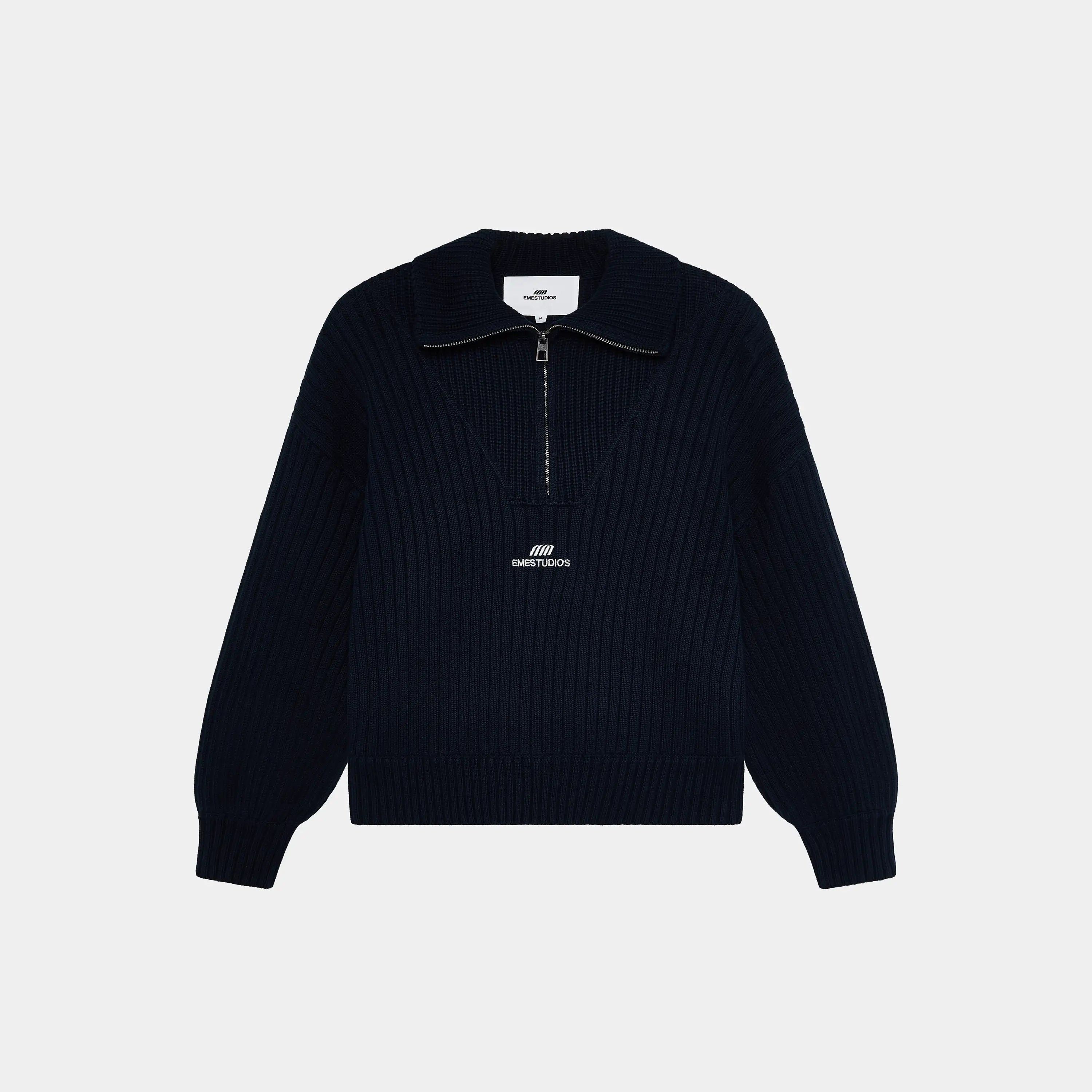 Nobly Knit Navy Half Zip Knitwear eme