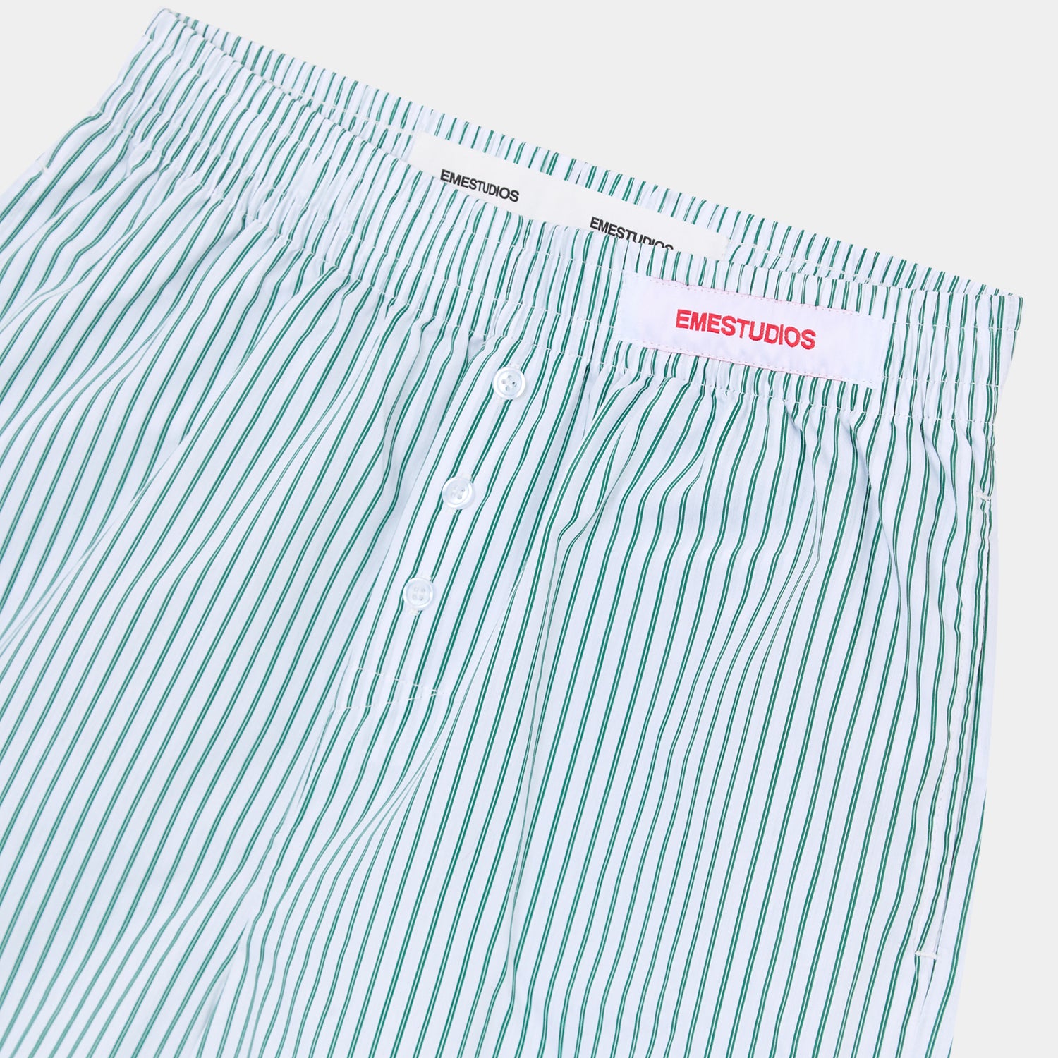 Jammies LS Green Striped Shorts eme