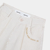 Striped Off Sand Baggy Pants Pants eme