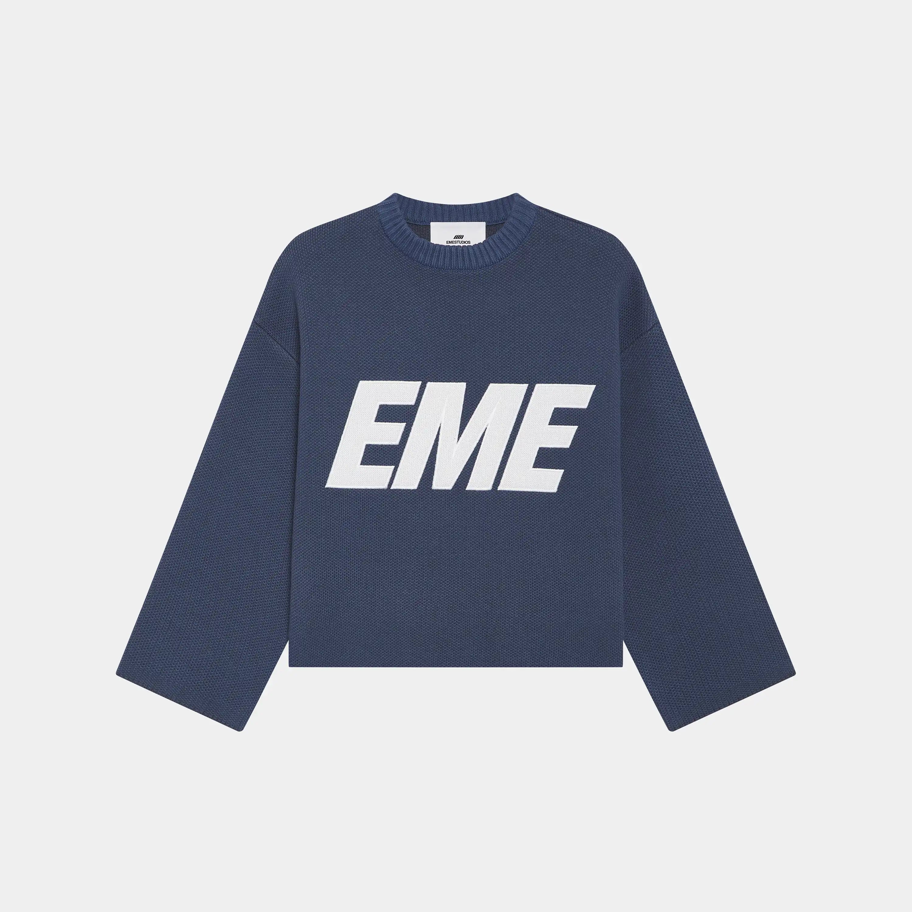 Flux Navy Knit Sweater Knitwear Eme Studios