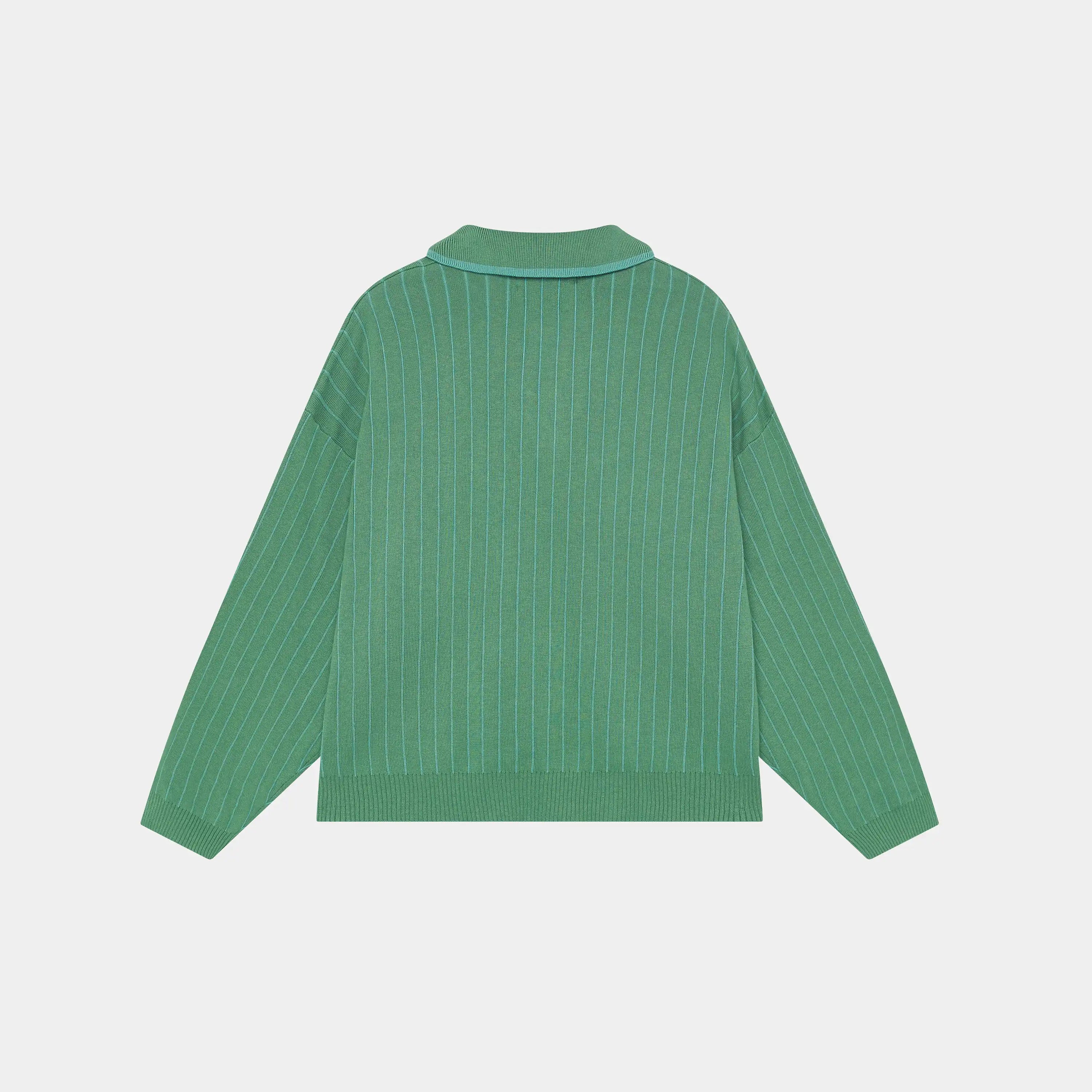 Pinstripe Deep Grass Knit Polo Knitwear Eme Studios