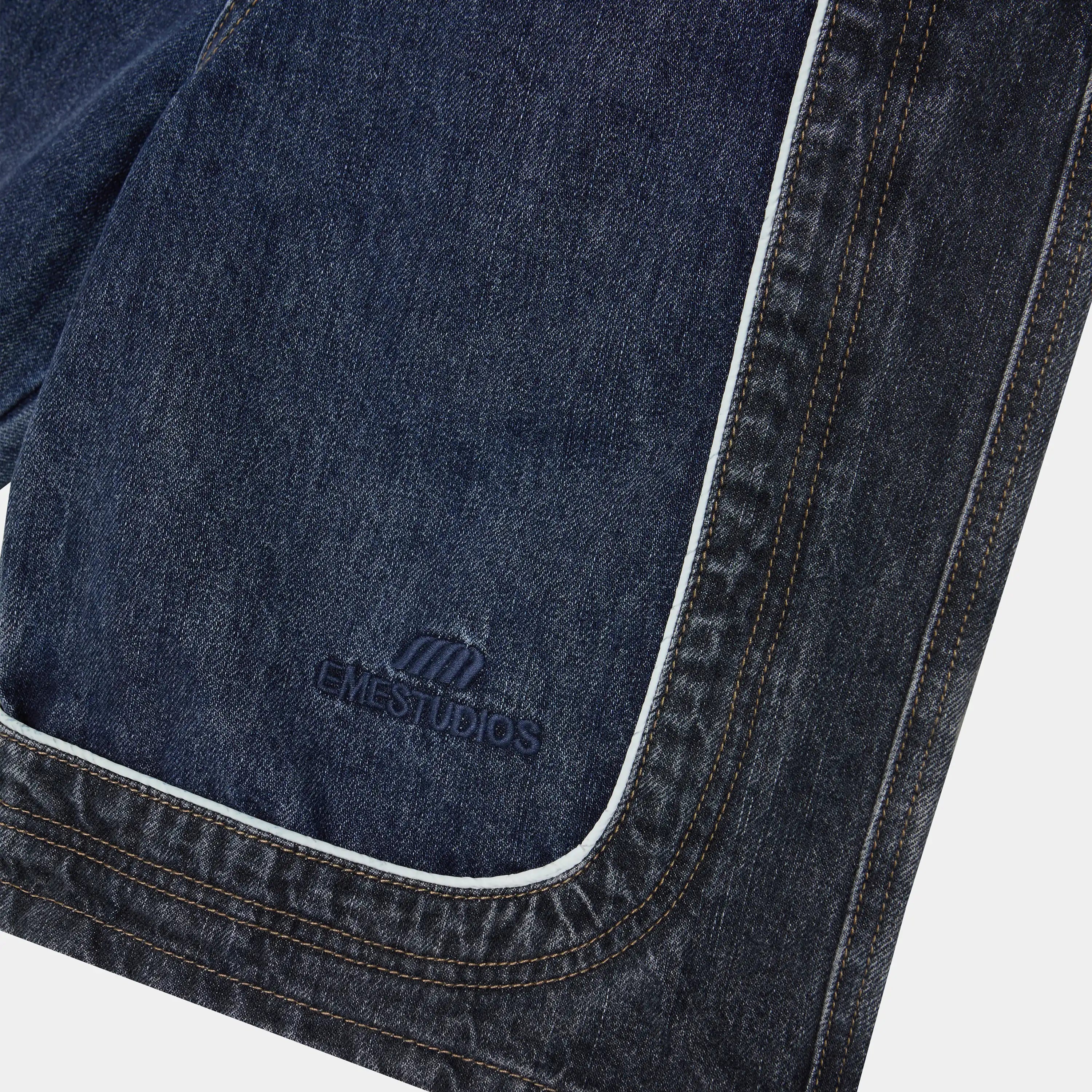 Dual Scratched Denim Shorts Shorts Eme Studios