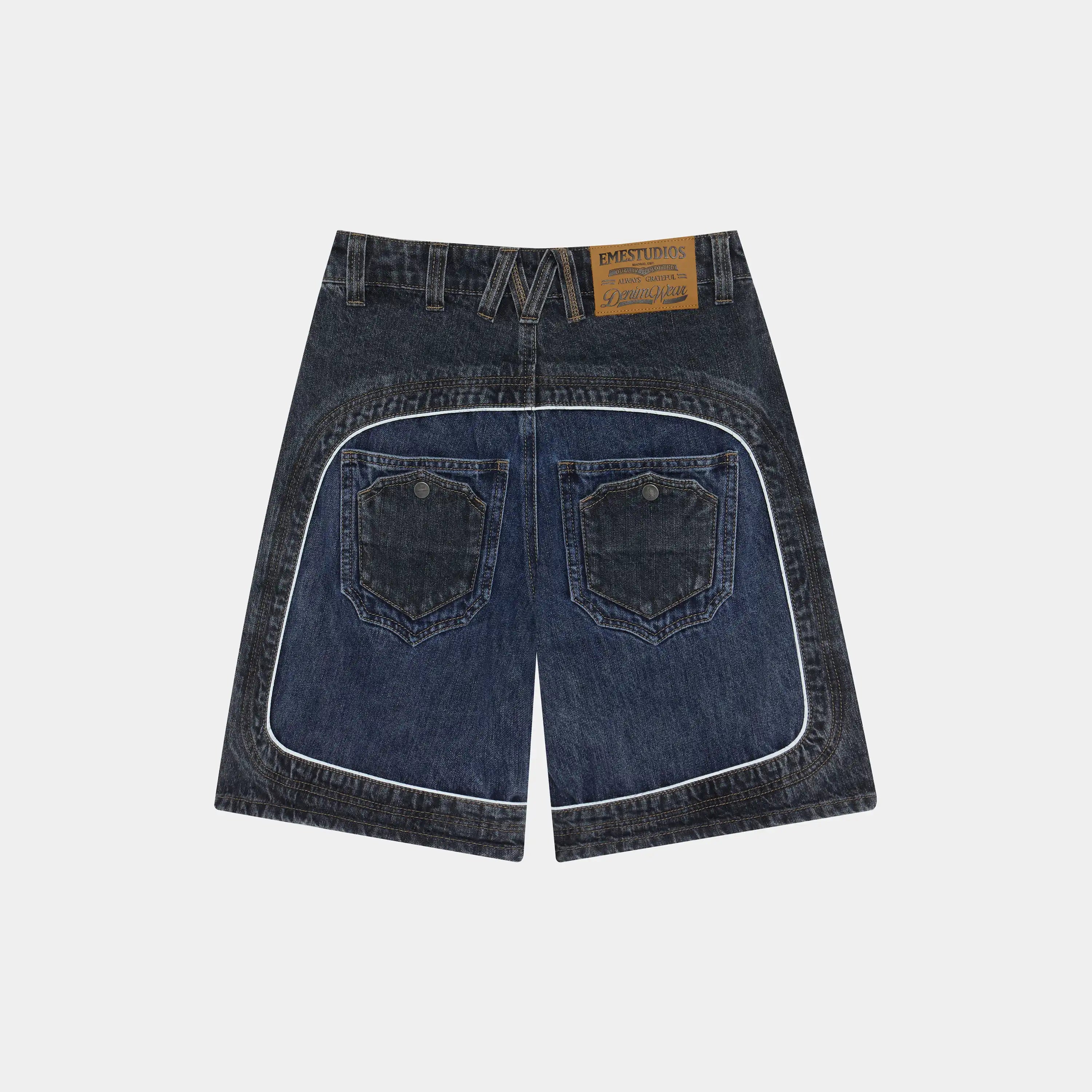 Dual Scratched Denim Shorts Shorts Eme Studios