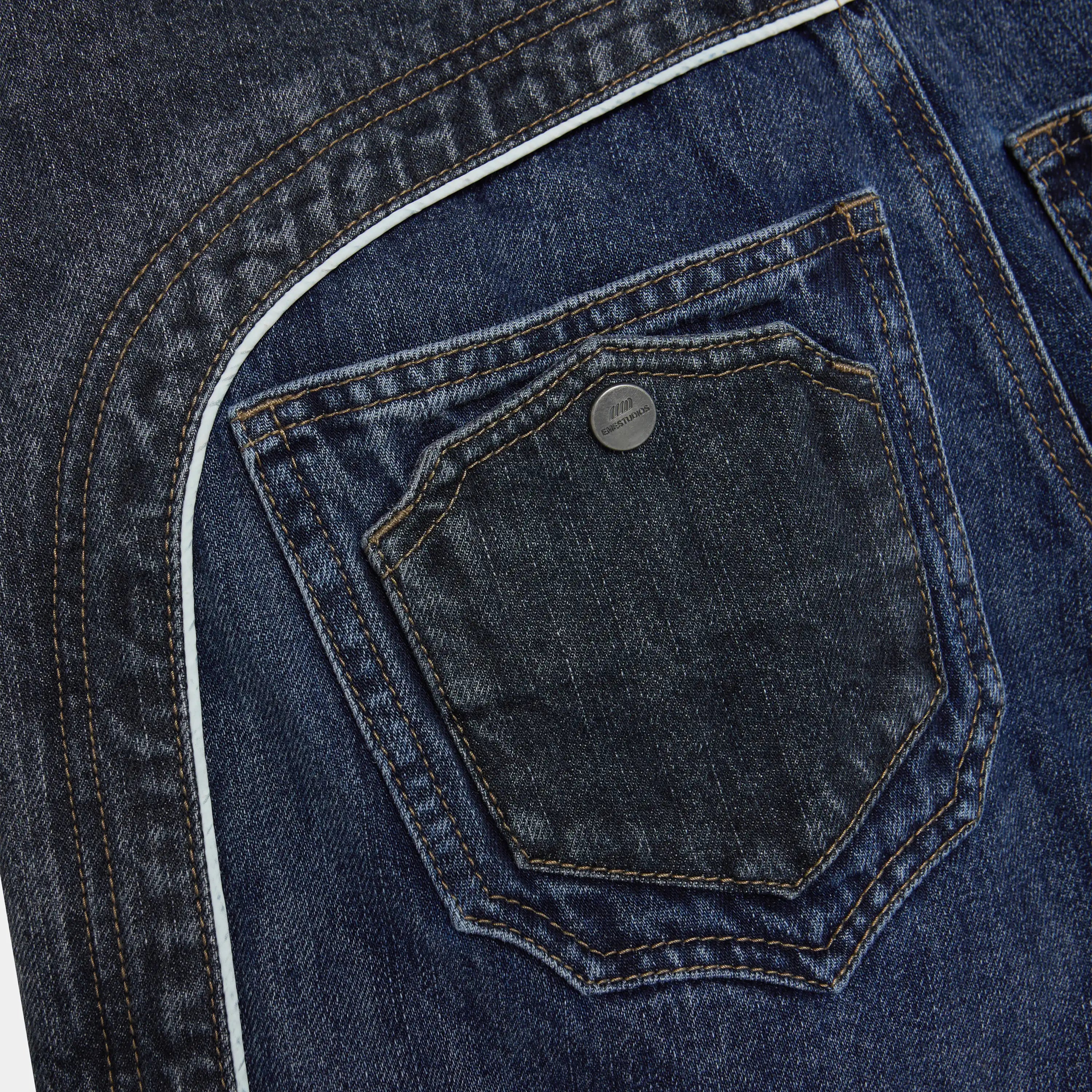 Dual Scratched Denim Shorts Shorts Eme Studios