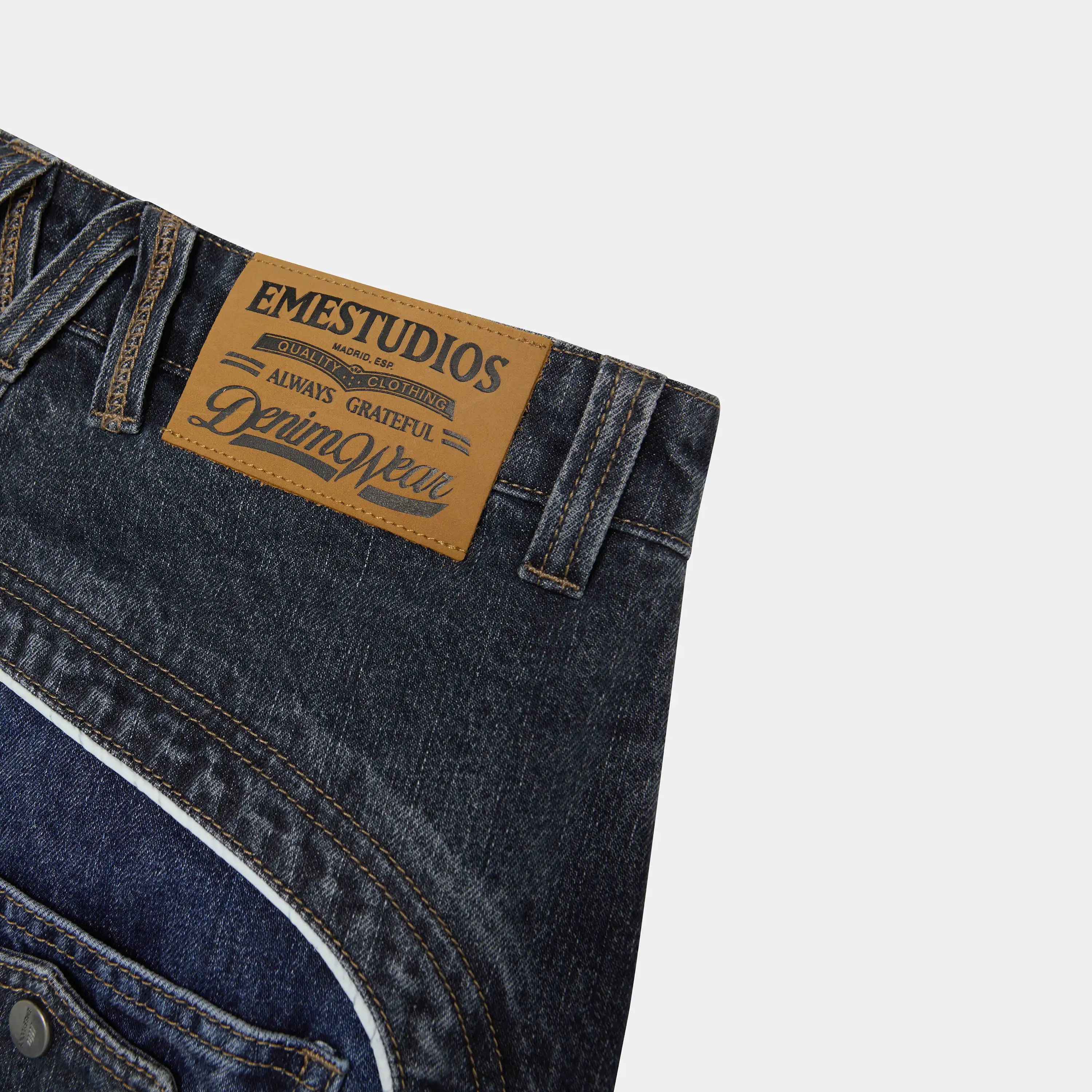 Dual Scratched Denim Shorts Shorts Eme Studios